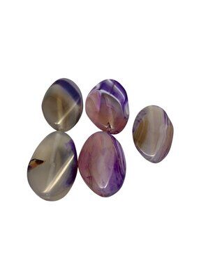 Lot Of 5 Purple Striped Agate Oblong Shaped Beads (2023)